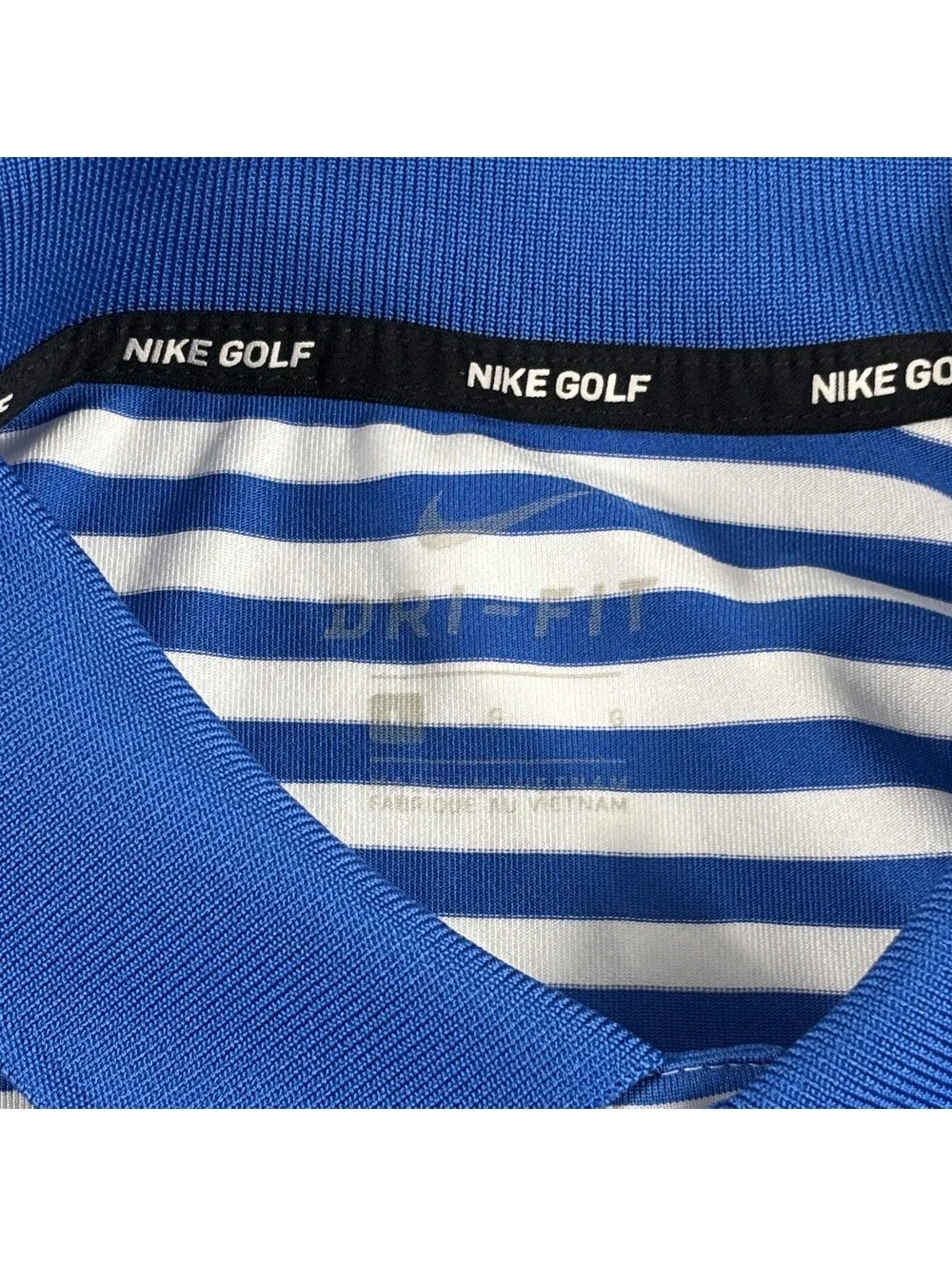 Nike Golf Dri-FIT Men's Blue White Striped Shirt-Sleeve Performance Polo L